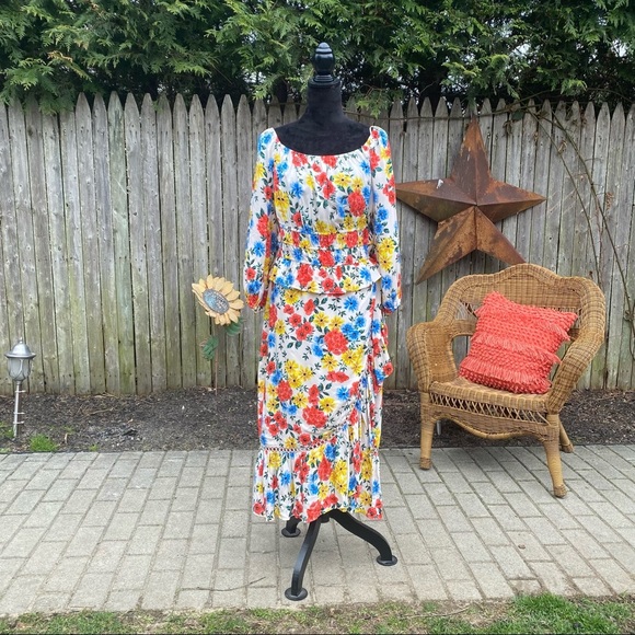 Lost + Wander Floral Print Wrap Skirt And Puff Sleeve Blouse Set NWT - Picture 8 of 16